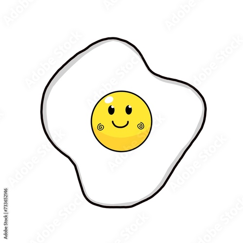 Fried egg isolated on white background. Flat fried egg icon. Egg cartoon display