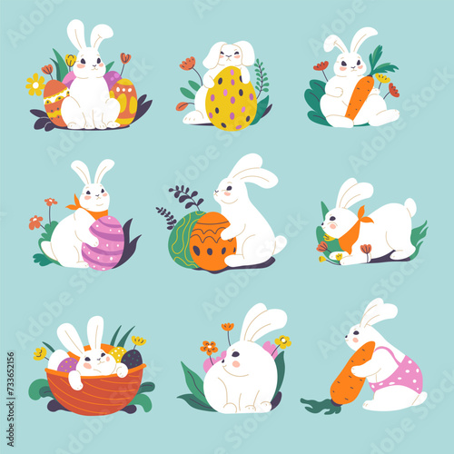 Rabbit characters  funny hares and bunnies vector
