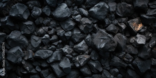 Hot coal pieces background, top view, close up 