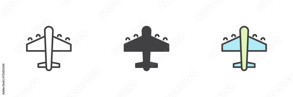 Plane , airplane different style icon set Plane , airplane different style icon set