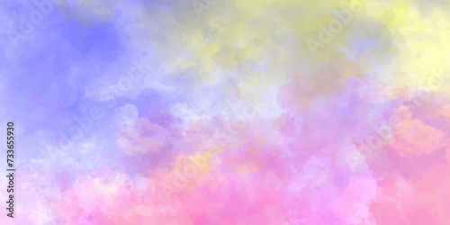 Modern soft pastel color background texture, light yellow beige center and purple blue pink green grunge watercolor border design. colorful design abstract smooth texture. vintage grunge wallpaper.