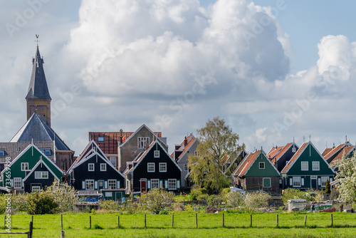 Quadro em tela Panorama overview of Marken Village Holland Dutch island peninsula dike dike dam the IJsselmeer Marken on the IJsselmeer in the Netherlands