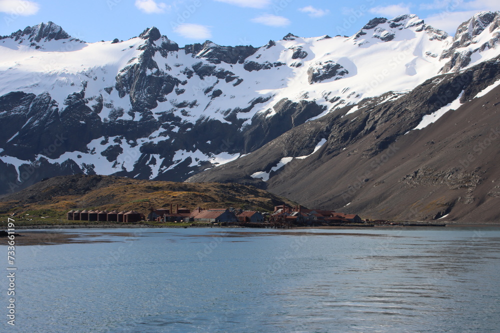 The abandoned former whaling station of Leith Harbour on South Georgia Island in the South Atlantic.