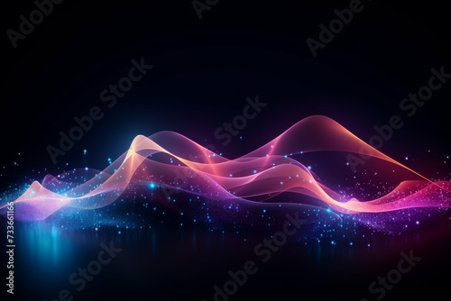A colorful, magical sound wave design against a dark, starry background.