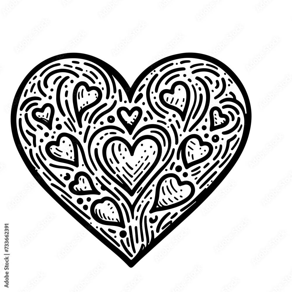 heart shape icon sign symbol element to decoration png file transparent. black line doodle style