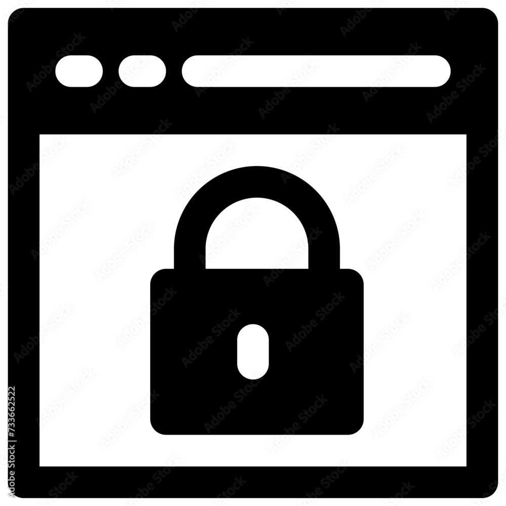 browser lock vector glyph icon browser lock vector glyph icon