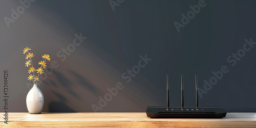 modern high speed router for home secure networks and online communication photo