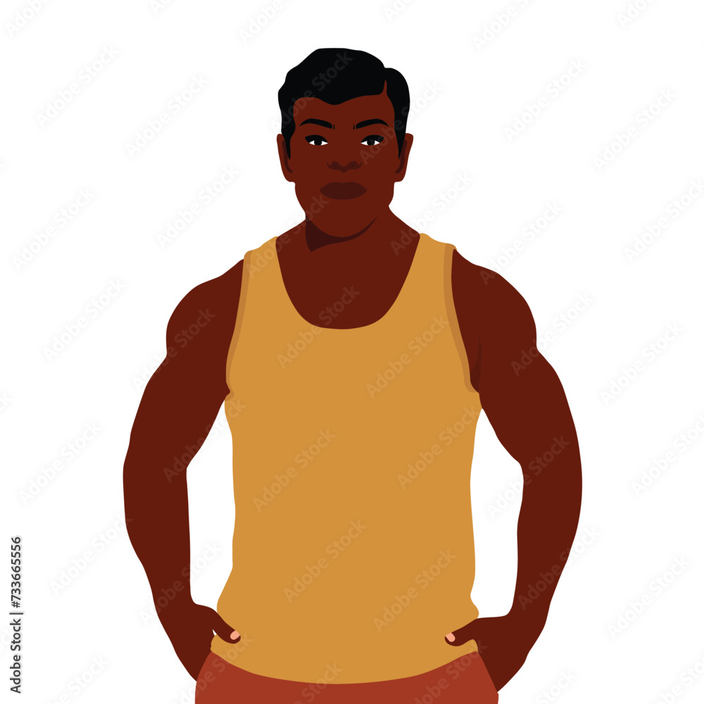 Fototapeta premium Young stylish black man in elegant style vector