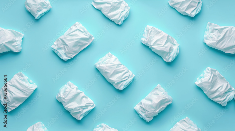 Baby shower is it a boy or girl? Seamless pattern of diapers with a blue background Baby shower is it a boy or girl? Seamless pattern of diapers with a blue background