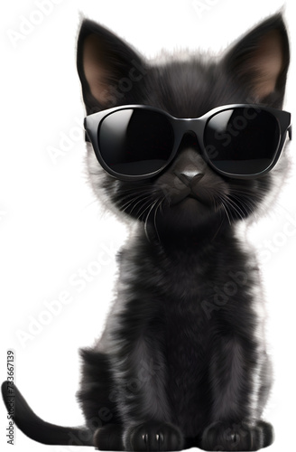 A Cute black kitten wearing glasses © Pram