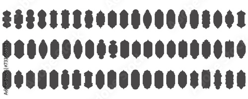 Islamic shapes Ramadan window frame design. Turkish and Indian vector ornament. Arabic door arch. Oriental architecture elements