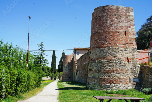 Ancient medieval walls of Vicopisano  Tuscany  Italy