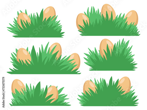Easter Eggs in Grass Illustration