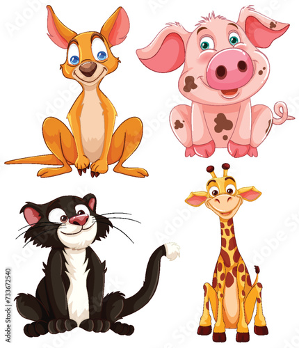 Wallpaper Mural Colorful illustration of various adorable animals Torontodigital.ca