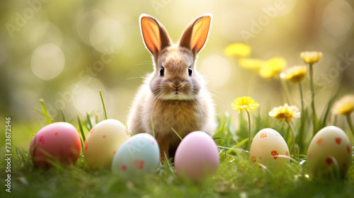 Cute fluffy funny little Easter bunny