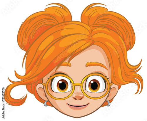 Vector illustration of a smiling girl with glasses