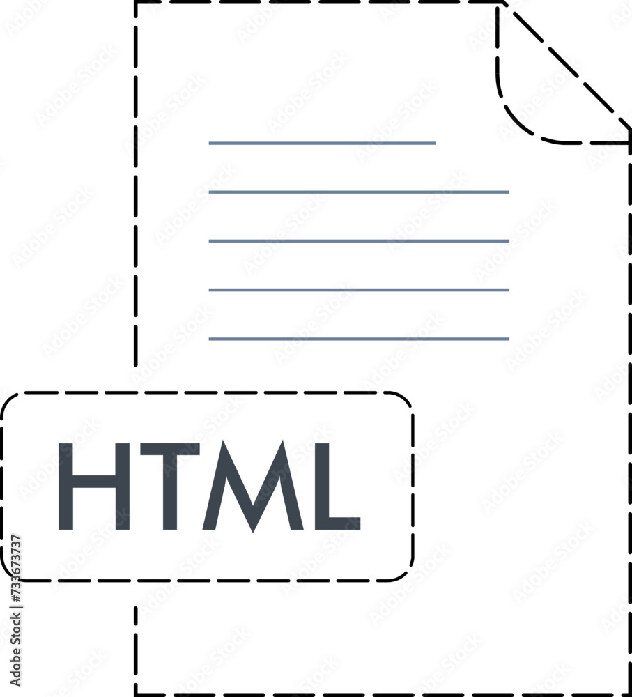 HTML file format icon Rounded dashed outline
