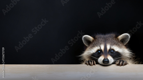 Cute raccoon peeks out