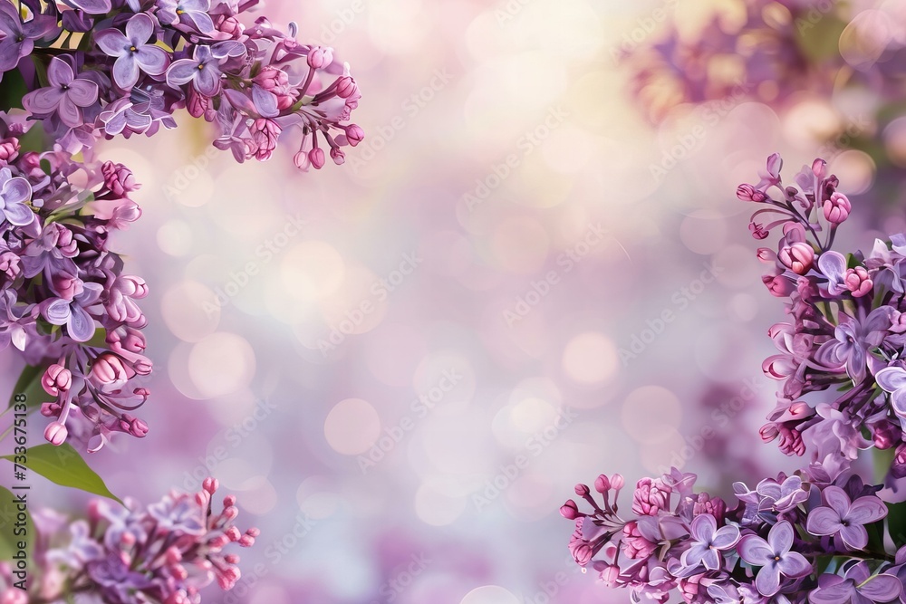 lilac flower frame on a pastel purple bokeh background lilac flower frame on a pastel purple bokeh background