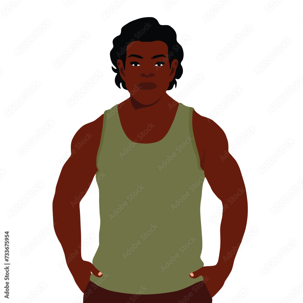 Fototapeta premium Modern fashionable black man in elegant art style vector