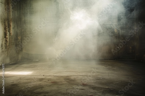 Mysterious, Smoke-Filled Chamber With Empty Concrete Flooring