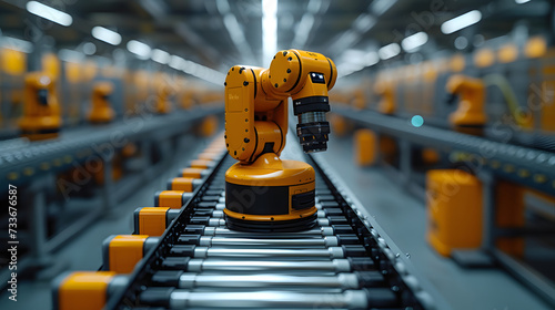 Wallpaper Mural Cutting-Edge Robot Process Automation Revolution Industry. Futuristic Machinery on Assembly Line Mechanical Innovation. Automated Robotic System, Manufacturing Efficiency, Production Belt Operation. Torontodigital.ca