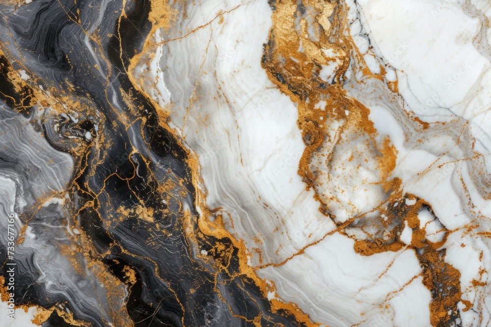 Sophisticated Marbled Texture Featuring A Blend Of White, Gold, And Black Patterns
