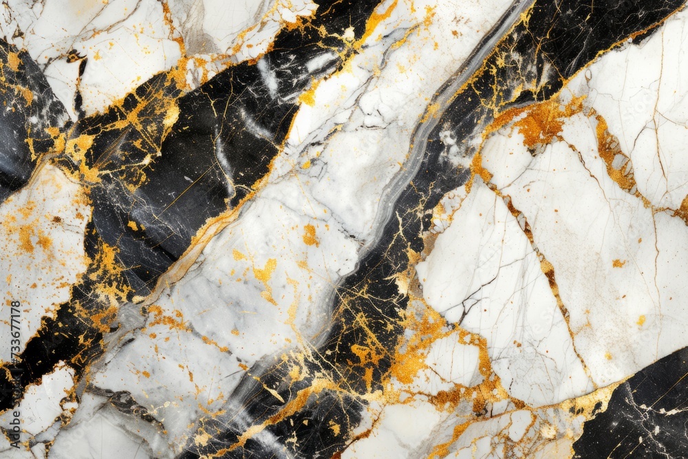 Sophisticated Marble Texture Featuring White, Gold, And Black Patterns