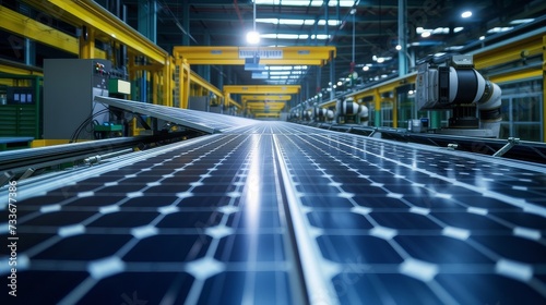 Automated Production Line of Solar Panels in a Modern Industrial Facility