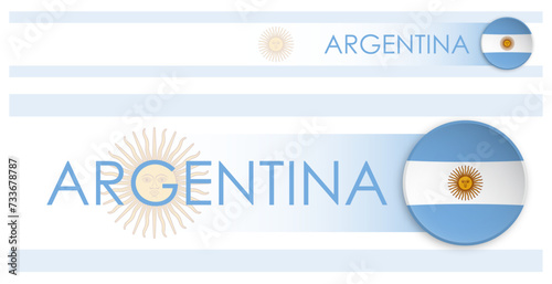 Argentina flag horizontal web banner in modern neomorphism style. Webpage Argentinian country header button for mobile application or internet site. Vector