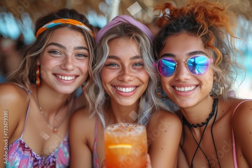 Group of young women enjoying beach day