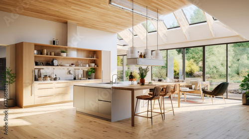 Kitchen interior in beautiful new luxury home in bright modern minimal style © didiksaputra