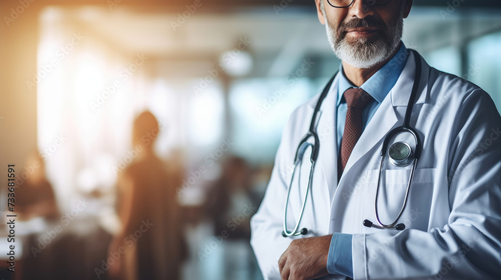 A doctor with a stethoscope in hospital A doctor with a stethoscope in hospital