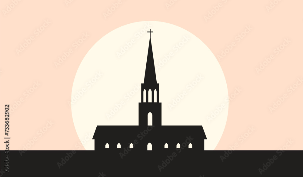 silhouette of church building architecture vector illustration