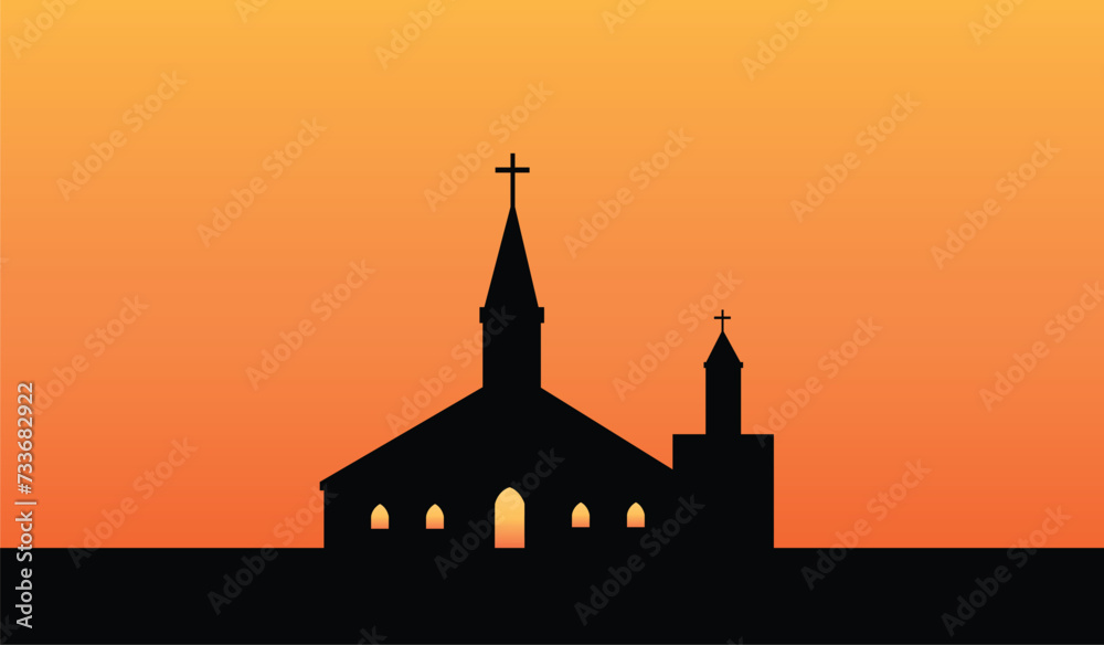silhouette of church building architecture vector illustration
