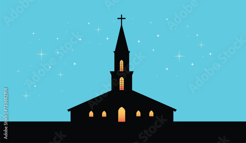 silhouette of church building architecture vector illustration