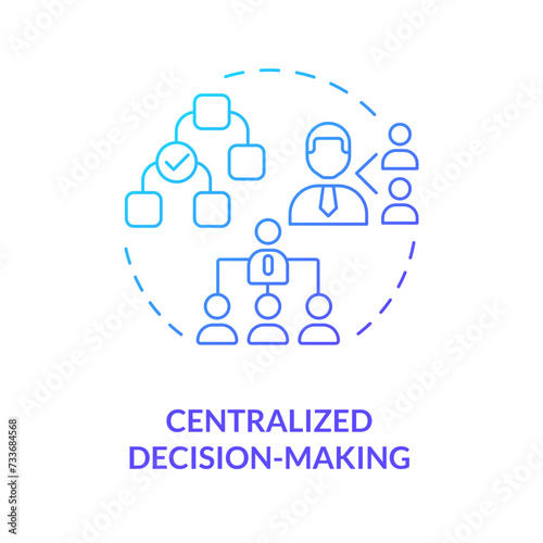Centralized decision-making blue gradient concept icon. Senior leaders make decisions. Round shape line illustration. Abstract idea. Graphic design. Easy to use in promotional material