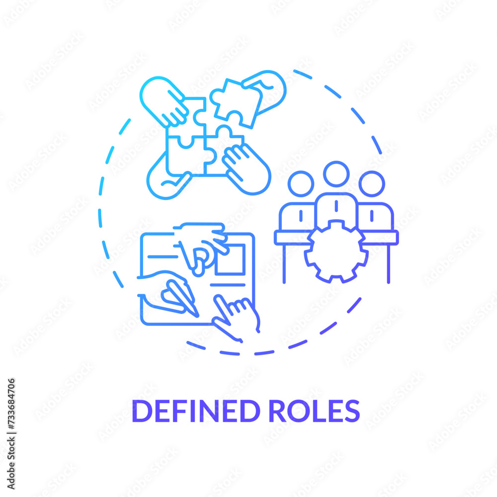 Defined roles blue gradient concept icon. Responsibilities for positions. Expecting from employees. Round shape line illustration. Abstract idea. Graphic design. Easy to use in promotional material