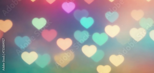 Delicate colorful heart-shaped bokeh highlights