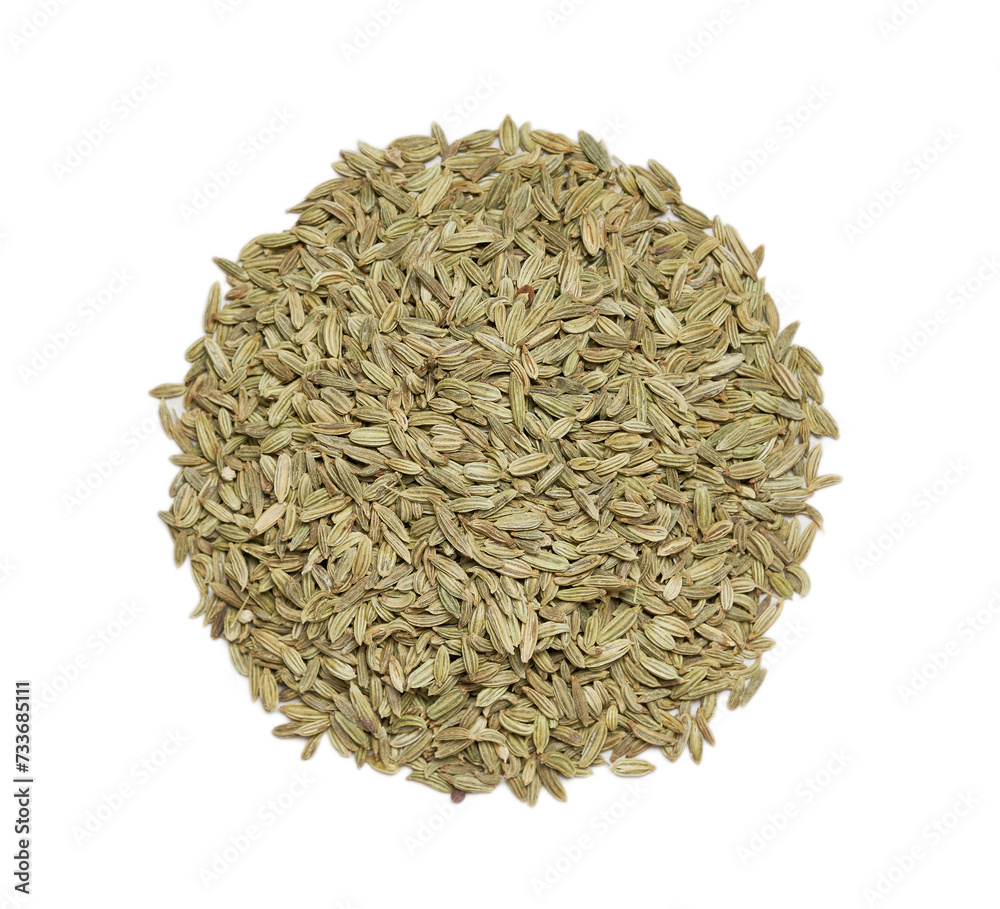 flat lay overhead dry fennel seed sounf isolated on white background flat lay overhead dry fennel seed sounf isolated on white background