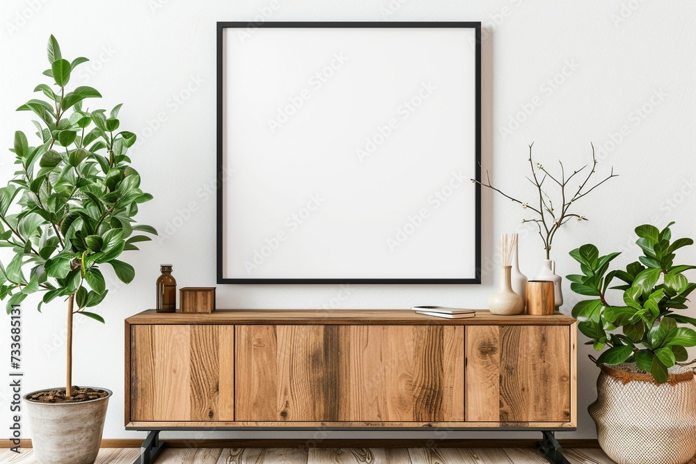 Picture frame mockup, minimalist interior design Picture frame mockup, minimalist interior design