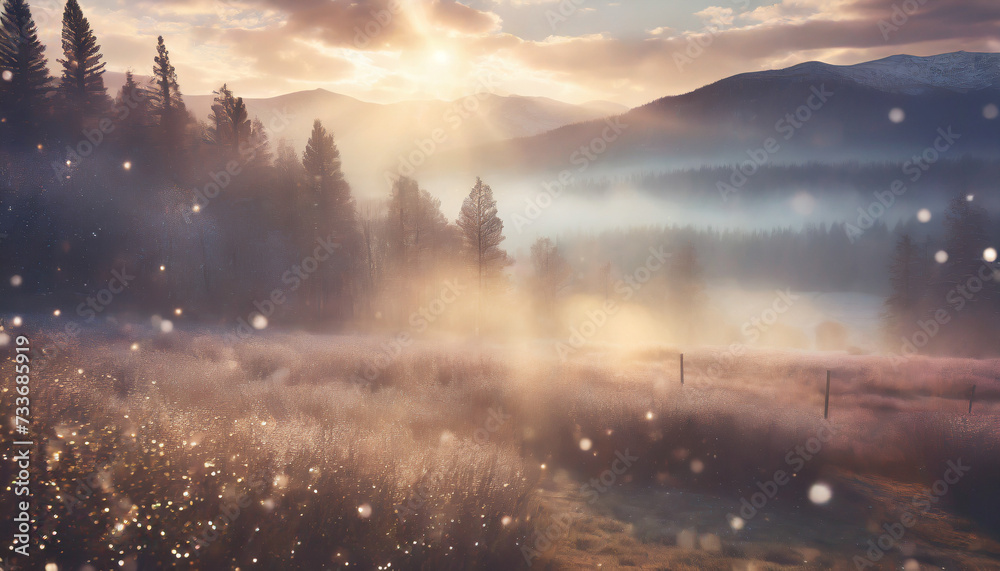 Fototapeta premium Muted wonderland, hazy, sparkling