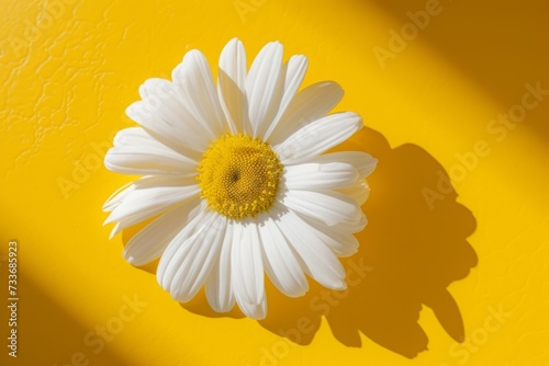 Wallpaper Mural Elegant White Daisy, Serenely Adrift In A Lively Yellow Setting Torontodigital.ca