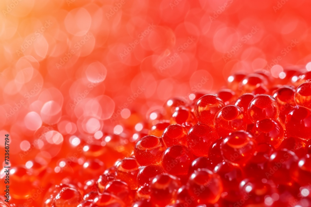 Macro Shot Of Vibrant Red Caviar With Blurred Background To Highlight Details Macro Shot Of Vibrant Red Caviar With Blurred Background To Highlight Details