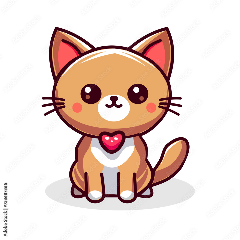 vector illustration of a kitten, cute little cat. in flat, cartoon, minimalist, 2d style isolated on white background vector illustration of a kitten, cute little cat. in flat, cartoon, minimalist, 2d style isolated on white background