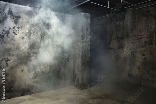 Enigmatic Studio Room With Smoky Cement Wall  Ideal For Showcasing Products