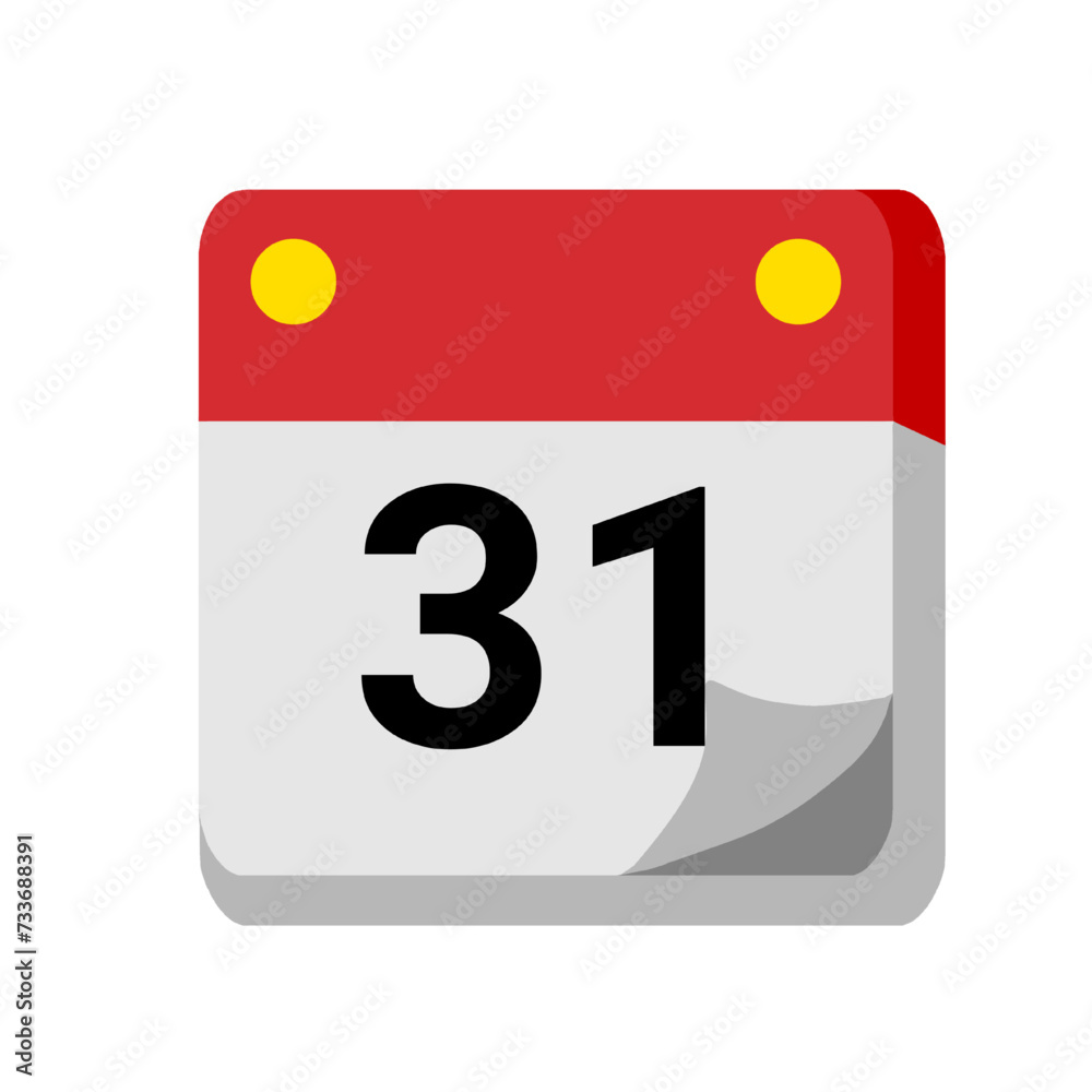 Fototapeta premium 31 days of the month calendar isolated on white transparent background for event, birthday, date, month, day, appointment, agenda, business and deadline. empty month for text 