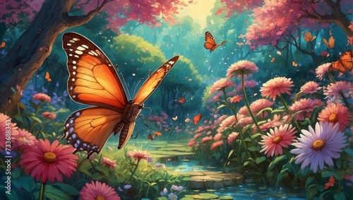 a illustration of beatiful  butterfly fantasy