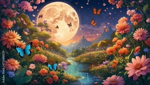 a illustration of beatiful  butterfly fantasy photo