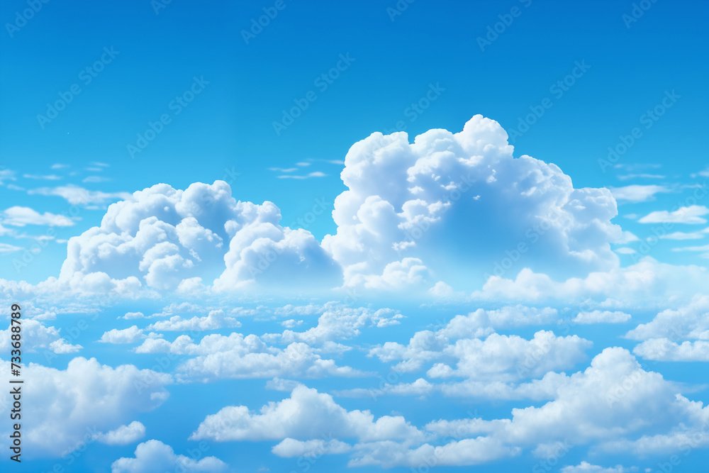 beautiful blue sky with sun and white cumulus clouds aerial view for abstract background beautiful blue sky with sun and white cumulus clouds aerial view for abstract background